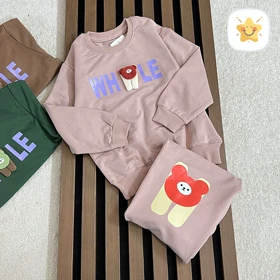 بلوز شلوار دخترانه پنبه جنس عالی مدل WHLE مناسب 2 تا 10 سال