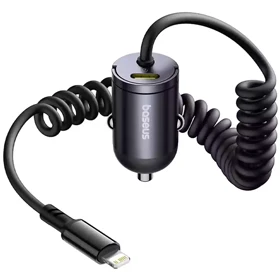 شارژر فندکی فست شارژ ماشین تایپ سی 30 وات بیسوسBaseus C00035001121-01 همراه با کابل متصل لایتنینگ