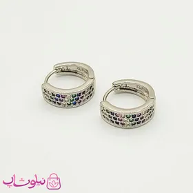 گوشواره حلقه‌ای ژوپینگ با نگینهای رنگی