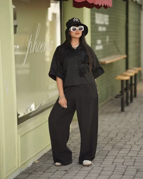 ست دخترانه شومیزشلوار لینن تدی