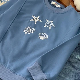 بلوز شلوار جین طرح دریا رنج2تا3.5سال