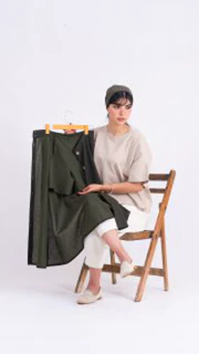 دامن و شلوارک لینن دو حالته Green