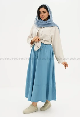 دامن لینن رنگی کمر کش کد1005317