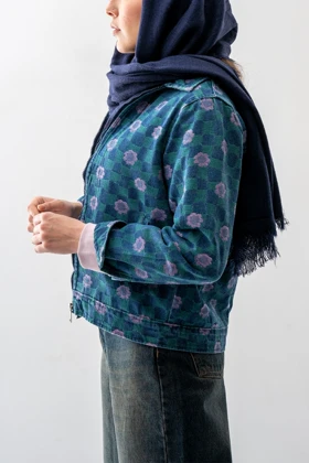 کت جین طرح دار شطرنجی مچ دار زنانه