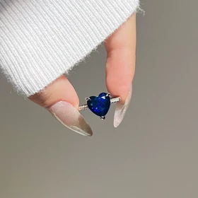 انگشتر قلب آبی (رینگ نازک)