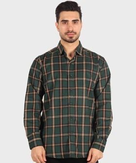 پیراهن مردانه پشمی چهارخانه سبز 0194