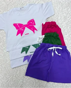 ست تیشرت شلوارک پاپیون