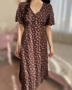 پیراهن دشت شقایق قهوه ای🎻🌸