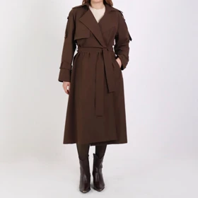 بارانی زنانه بلند کتان کجراه موانا (Moana) سین استایل