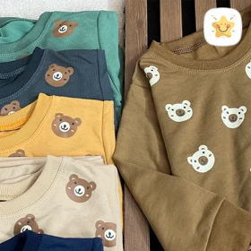 بلوز شلوار اسپرت (دختر و پسر) اقتصادی مدل خرسی کد 19 مناسب 2 تا 8 سال