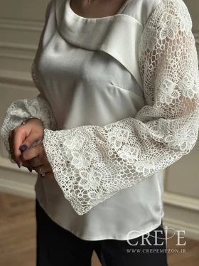 شومیز ساتن آستین گیپور