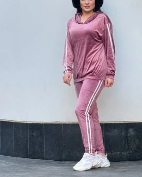 ست هودی شلوار اسپرت مخمل کوبیده 6833