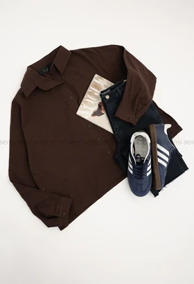 شومیز کراپ بغل دکمه کد1005301