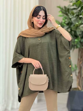 مانتو پانچ یقه دو دکمه هیما