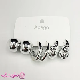 پک گوشواره پینترستی نقره ای رنگ مدل توپی (سه جفت) کد 140