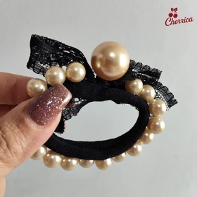 کش مو مرواریدی روبان توری کد 31