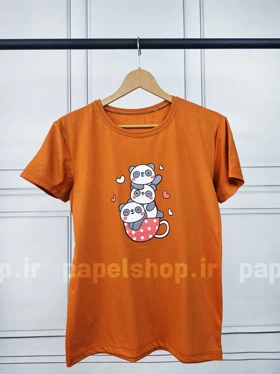 تیشرت نخ پنبه یقه گرد طرح پاندا و قلب