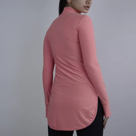 استرج آستین بلند نیم زیپ ورزشی زنانه نایک مدل VHD-3K1452 صورتی