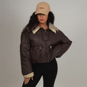 کاپشن یقه بافت