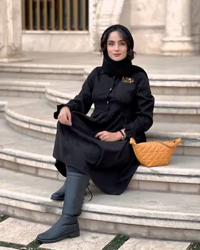 مانتو بلند مخمل کبریتی کد 77650