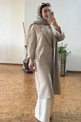 کت بلند یقه انگلیسی لینن