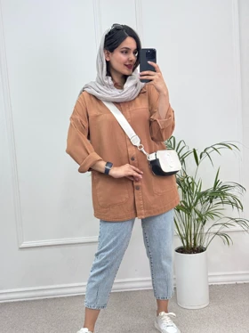 مانتو کتان جیب پایین