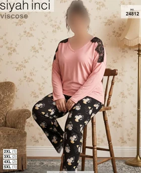 بلوز و شلوار بیگ سایز siyah inci کد 24812