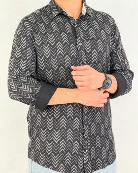 پیراهن مردانه چاپی جناقی رنگ مشکی