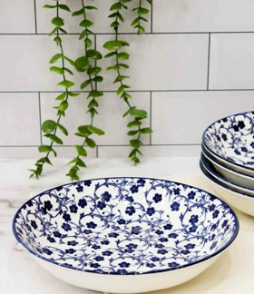 بشقاب خورشت خوری دنی هوم طرح گل سرمه ای / BA4