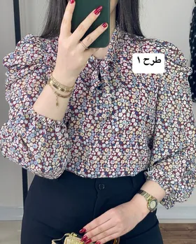 شومیز آستین پفی طرح‌دار