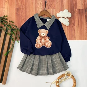 بلوز دامن دخترانه طرح تدی رنج3،4سال