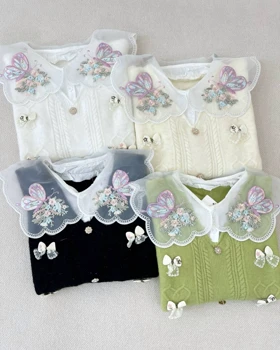 پلیور بافت یقه منجوق دوزی پروانه کد 5266