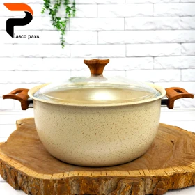 قابلمه 28 ونیز دسته چوبی درب پیرکس کاپوچینو هاناتک