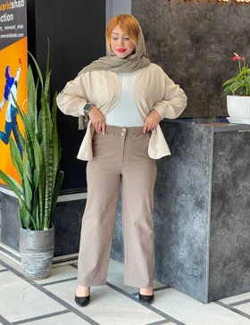 شلوار نیم بگ کتان نیلا کد : 13223