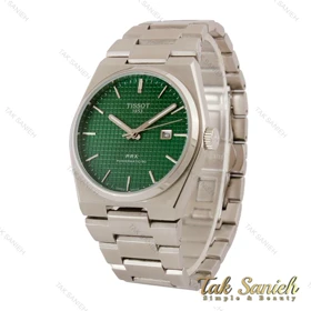 ساعت تیسوت PRX مردانه نقره ای صفحه سبز Tissot-5143-G