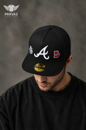 کلاه کپ بک فیت مستر کوالیتی وارداتی FIFTY 59 مدل Atlanta Braves _ تمام مشکی