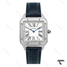 ساعت کارتیر سانتوس دومونت زنانه سیلور بند سرمه ای متوسط Cartier-10615-G