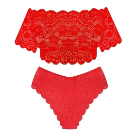 ست شورت و سوتین زنانه مدل گیپور 2 رنگ قرمز