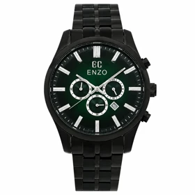 ساعت مردانه انزو EC-3122 سه موتوره اورجینال مشکی با صفحه سبز مدل Enzo-8790-G