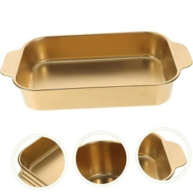 تابه سرو دسته دار استیل مستطیل طلایی