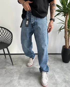 شلوار بگ استایل آبی تیره ساده BALENCIAGA