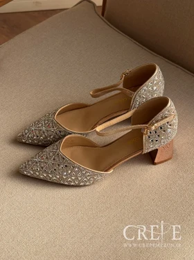 کفش بغل باز نگین مثلثی پاشنه 5/5 سانت