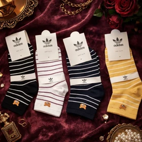 جوراب نیم ساق زنانه ودخترانه فانتزی تدی 12 جفتی برند آدیداس
