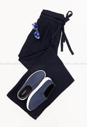 شلوار دوکمر لینن دوپیله کد1004437