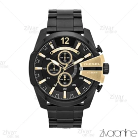 ساعت دیزل مردانه شاخدار دورنگ طلایی مشکی 102707