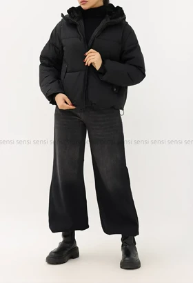 کاپشن وارداتی آستر دار کلاه پوست کد1004857