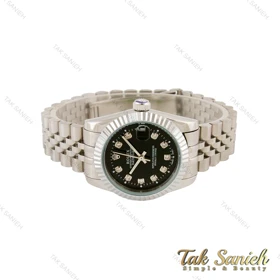 ساعت رولکس زنانه نقره ای صفحه مشکی Rolex-4533-M-L