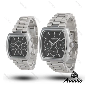 ساعت ست رومانسون چند موتوره دایمند سیلور صفحه مشکی s-10071