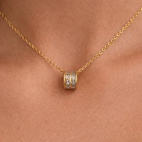 گردنبند زنانه ژوپینگ طرح حلقه نگین‌دار