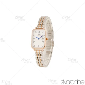 ساعت دنیل ولینگتون زنانه مستطیلی رزگلد نقره ای ایندکس یونانی 105629